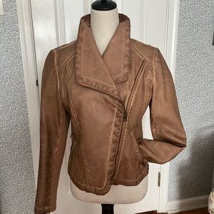 Bagatelle Brown Distressed Faux Leather Jacket